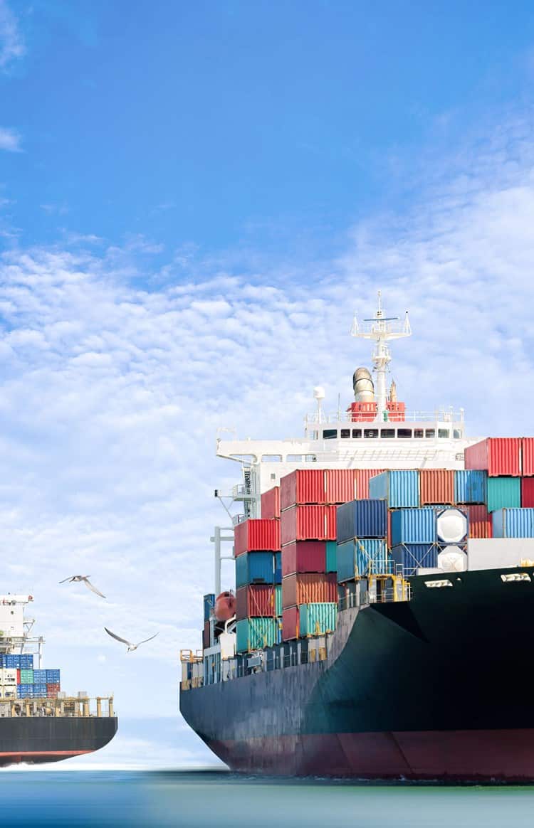 Two cargo container ships sailing on the ocean
